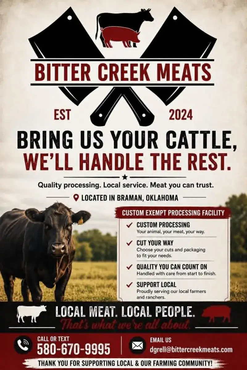 Bitter Creek Meats company information flyer
